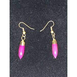 Pink Stone Hook Back Earrings